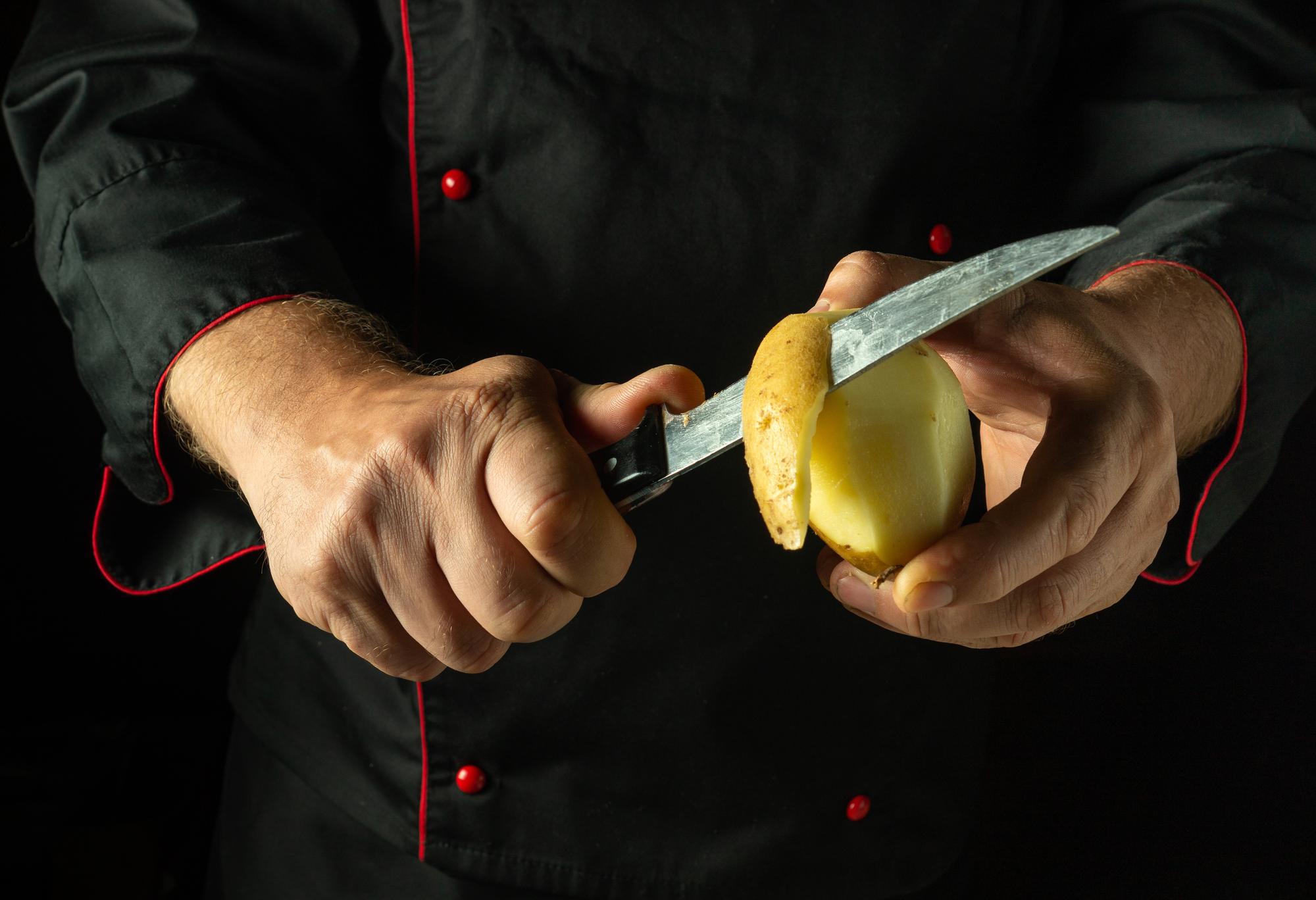 Closeup of precise knife technique